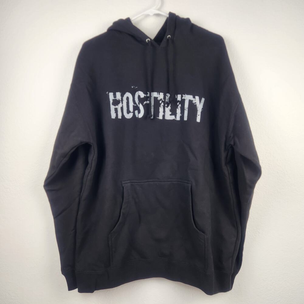 90s Hostility Hoodie Sweatshirt Black Size Large Men NWT Y2K